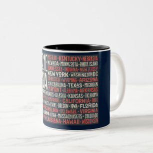Welcome to USA with all 50 states  Two-Tone Coffee Mug