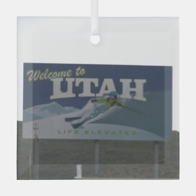 Welcome to Utah Glass Tree Decoration (Front)