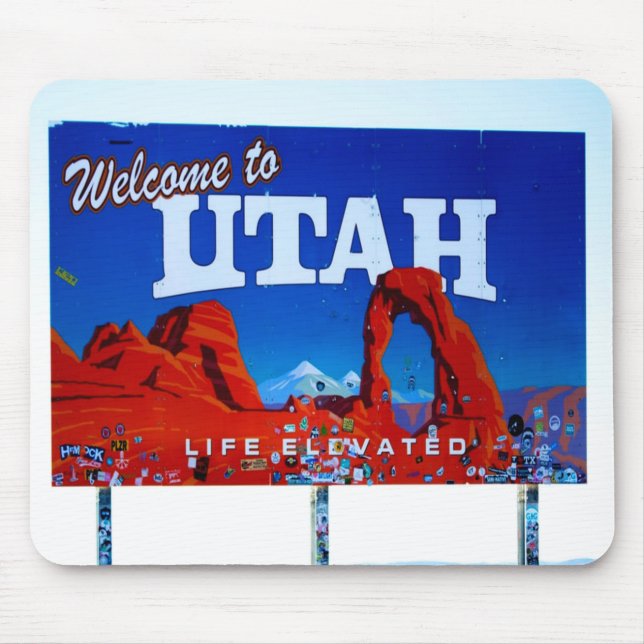 Welcome to Utah Sign Mouse Mat (Front)