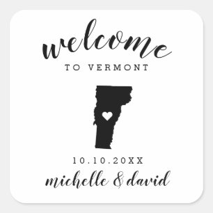 Welcome to  Vermont   Wedding custom favor Square Sticker