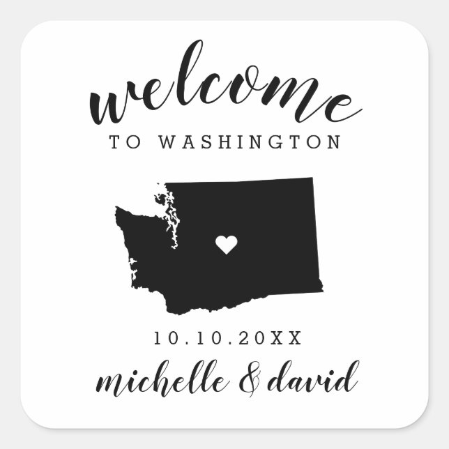 Welcome to  Washington | Wedding custom favour Square Sticker (Front)