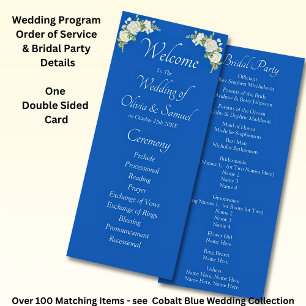Welcome to Wedding Ceremony, Cobalt Blue White  Programme