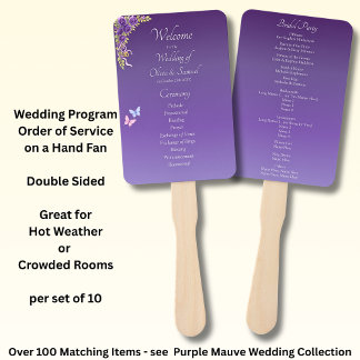 Welcome to Wedding Ceremony, Purple Mauve Flowers Hand Fan