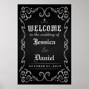 Welcome to Wedding Halloween Spider Poster Sign