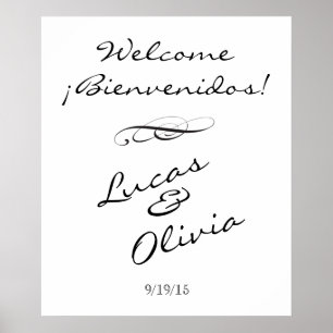 Welcome to Wedding sign bilingual Spanish English