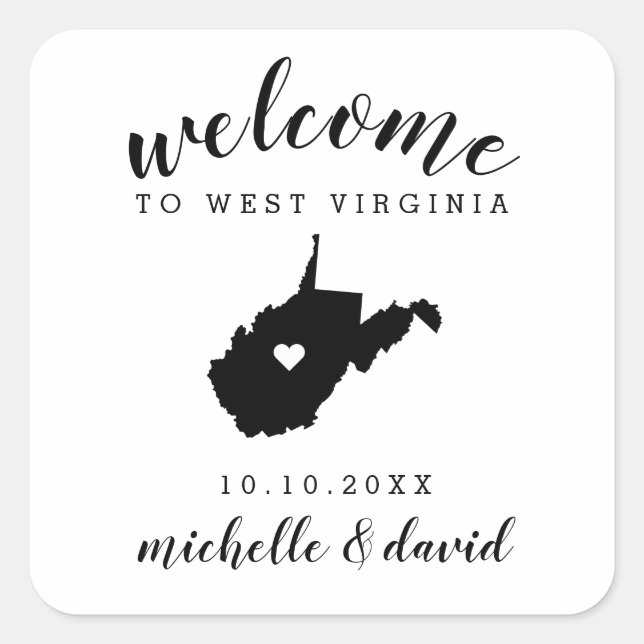 Welcome to  West Virginia | Wedding custom favour Square Sticker (Front)