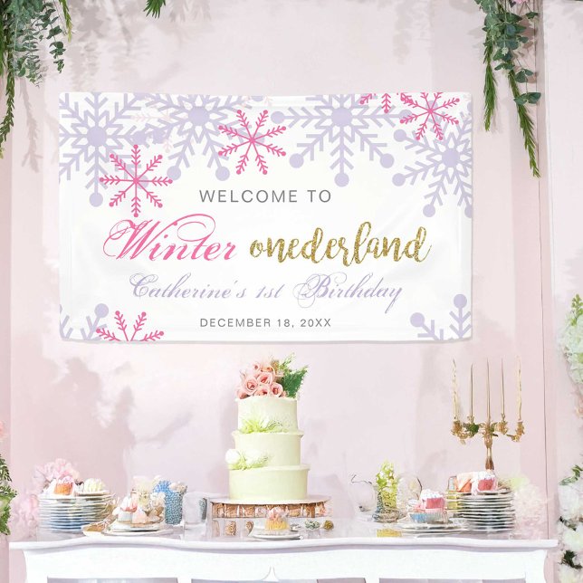Welcome to Winter Onederland 1st Birthday Pink Banner (Creator Uploaded)