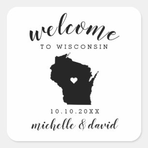 Welcome to  Wisconsin   Wedding custom favour Square Sticker