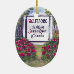 Welcome to Wolfeboro NH Sign Ceramic Tree Decoration