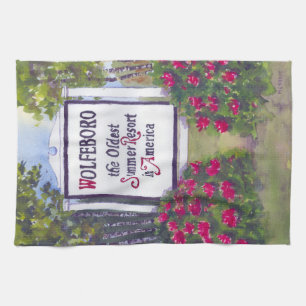 Welcome to Wolfeboro NH Sign Tea Towel