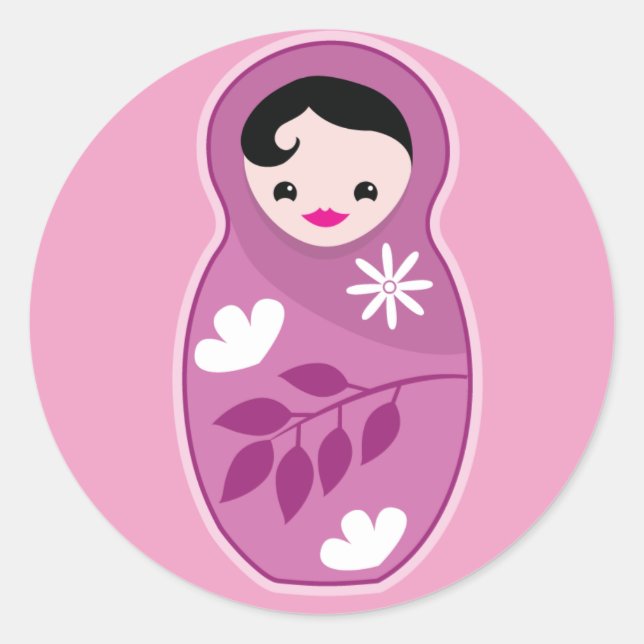 Welcome to world little niece babushka Doll cute Classic Round Sticker (Front)