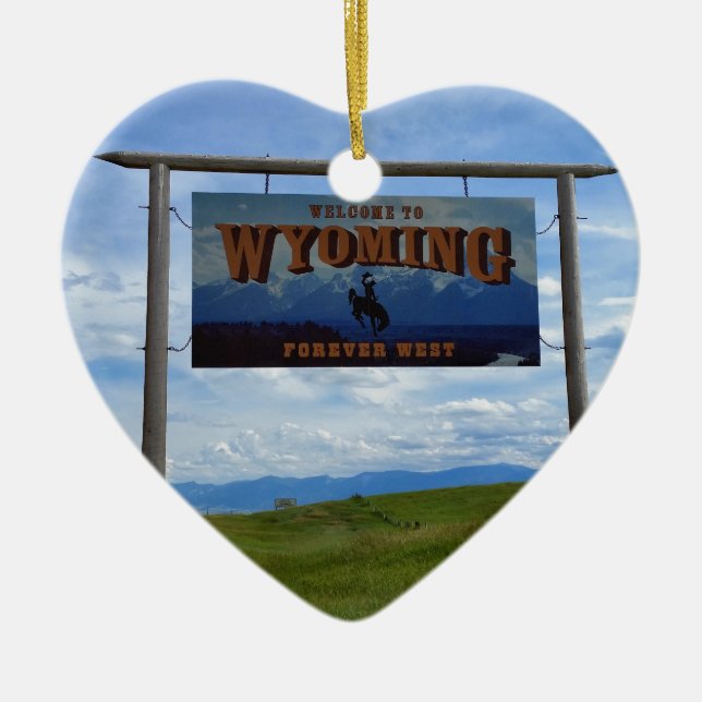 Welcome to Wyoming Ceramic Tree Decoration (Front)