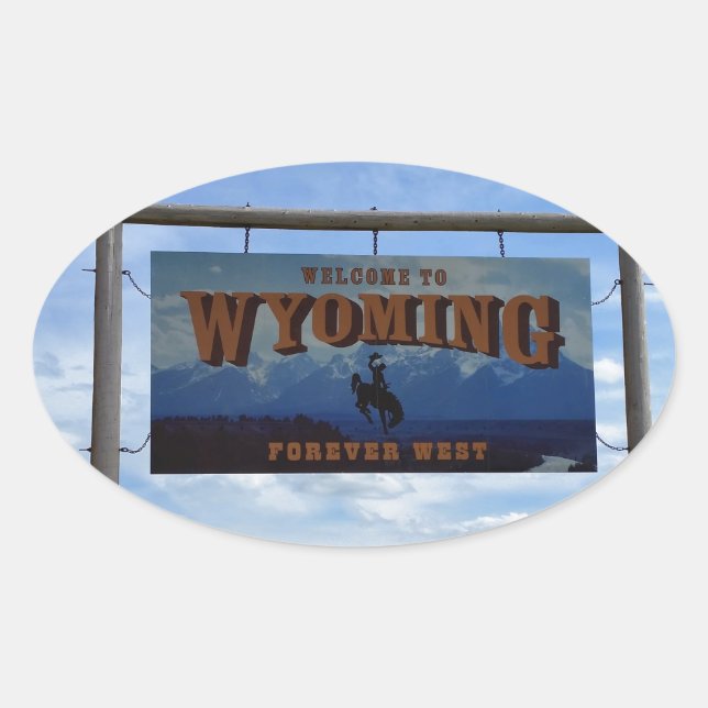 Welcome to Wyoming Oval Sticker (Front)