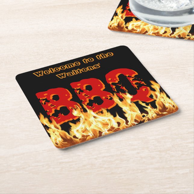 Welcome to [Your Name's] BBQ Square Paper Coaster (Angled)