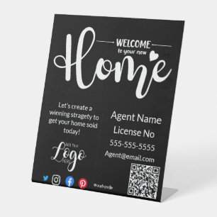 Welcome to your new home real estate open house pedestal sign