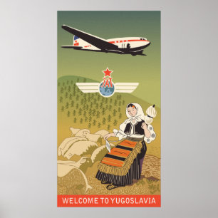 Welcome to Yugoslavia, vintage airline poster