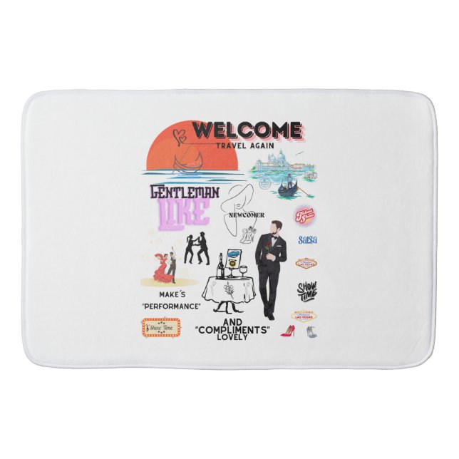 WELCOME TRAVEL AGAIN BATH MAT (Front)