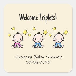 Welcome Triplets!, Cute Custom Triplet Babies  Square Sticker