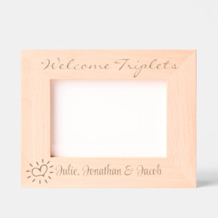 Welcome Triplets, With Names, Photo, 7x5 ", Etched Frames