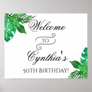 Welcome Tropical Jungle Birthday Poster Sign