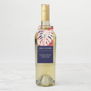 Welcome   Tropical Palm Leaf   Vacation Rental Bot Bottle Tag