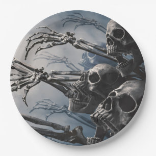 Welcome Undead Zombie Skeleton Scary Spooky Paper Paper Plate