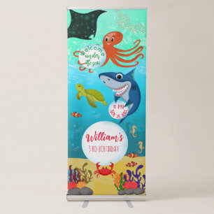 Welcome Under The Sea Birthday Party Retractable Banner