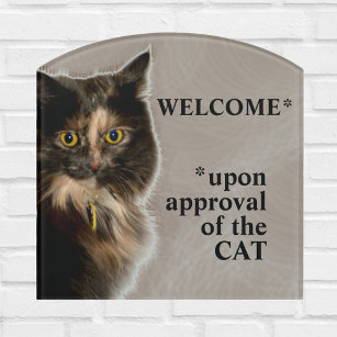 Welcome upon Approval of the Cat Tortie Door Sign