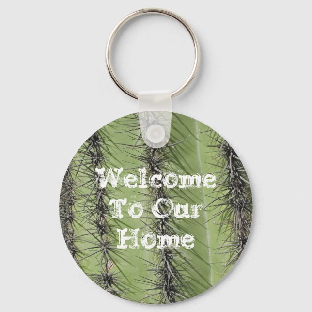 Welcome Vacation House Saguaro Cactus Southwest Key Ring (Front)