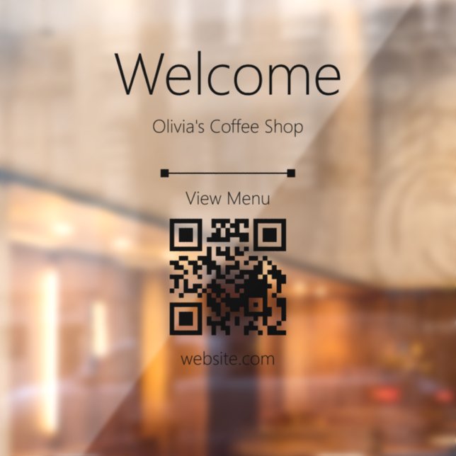 Welcome View Menu Business Name QR Code Restaurant Window Cling (Sheet 2)