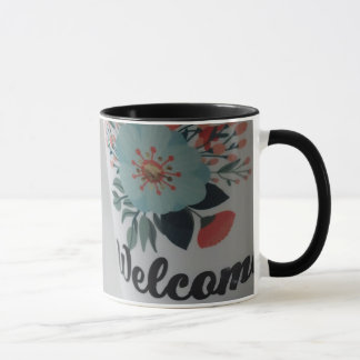 Welcome vintage floral mug