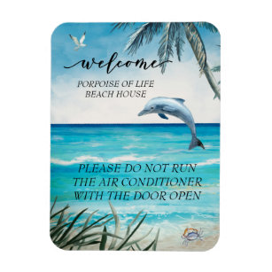 Welcome Watercolor Beach House Dolphin  Magnet