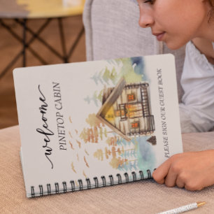 Welcome Watercolor Forest Cabin Home Rental Notebook