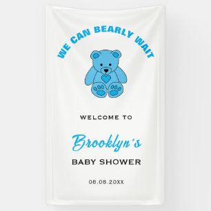 Welcome We Can Bearly Wait Teddy Bear Baby Shower Banner