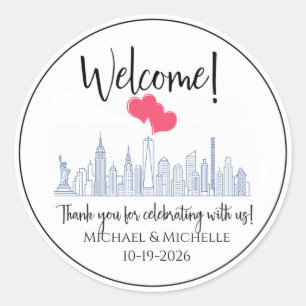 Welcome Wedding Bag Minimalist New York City NYC Classic Round Sticker