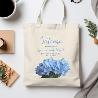 Welcome Wedding Bags Blue Hydrangea Floral