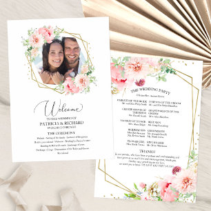 Welcome Wedding Ceremony Program Blush Floral Programme