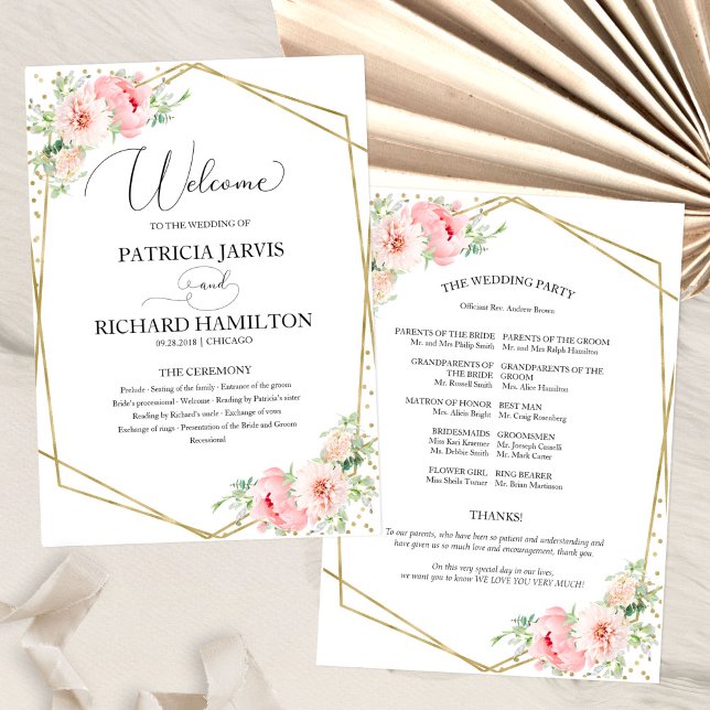 Welcome Wedding Ceremony Program Elegant Floral Programme (Creator Uploaded)