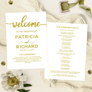 Welcome Wedding Ceremony Program Gold Calligraphy Programme