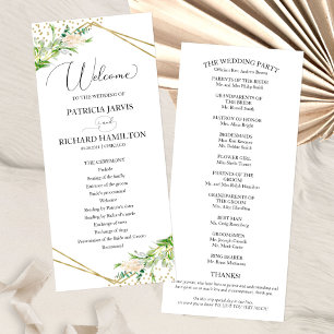 Welcome Wedding Ceremony Program Greenery 4x9 Programme