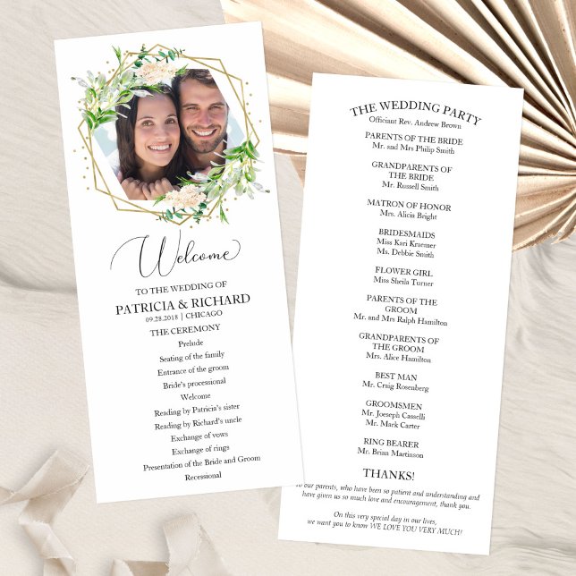 Welcome Wedding Ceremony Program Greenery 4x9 Programme (Creator Uploaded)