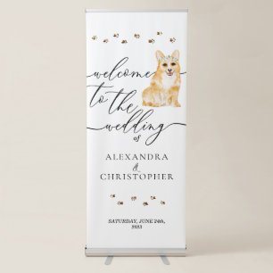 Welcome Wedding Decor Drink Corgi Dog Retractable Banner