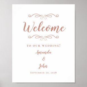 Welcome Wedding Elegant Chic Calligraphy Rose Gold Poster