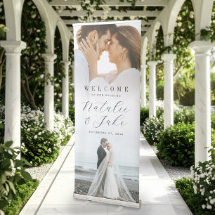 Welcome Wedding Elegant Modern 2 Photo Retractable Banner