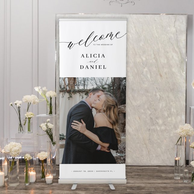 Welcome wedding elegant script photo retractable banner (Creator Uploaded)