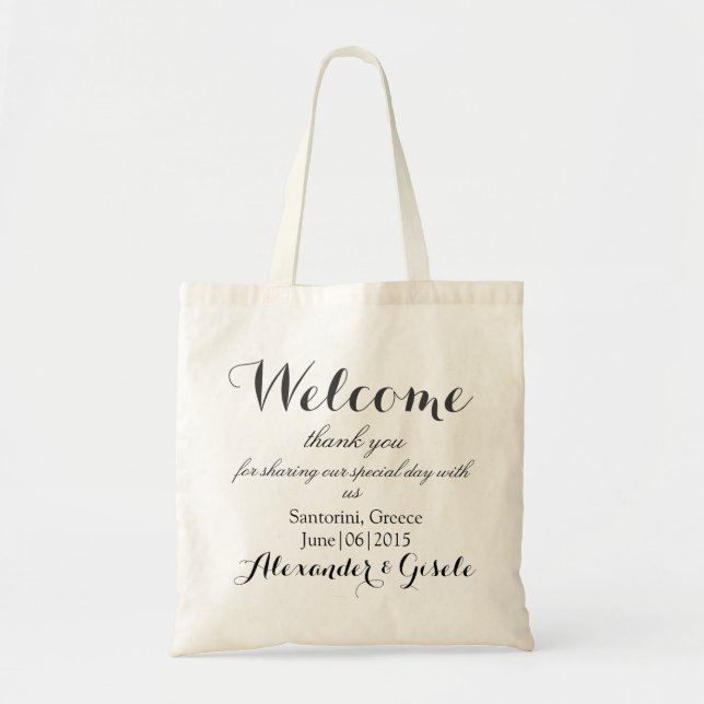 Welcome Wedding Guest Gift Tote Bag (Front)