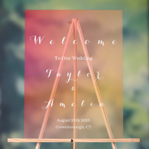 Welcome Wedding Modern Sunset Ombre Acrylic Sign
