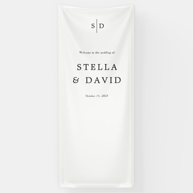 Welcome Wedding Monogram Vinyl Banner (Vertical)