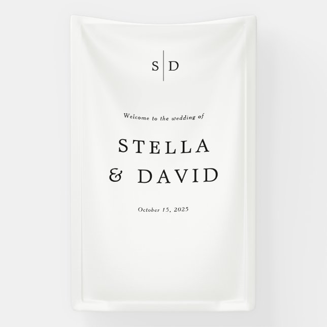 Welcome Wedding Monogram Vinyl Banner (Vertical)