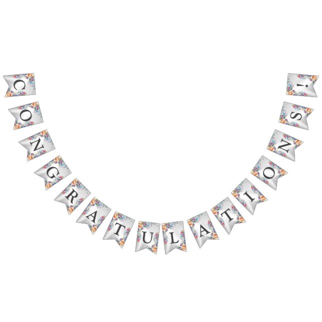 Welcome Wedding Party Colourful Flowers Modern Bunting (All)